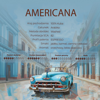 Kawa ziarnista Americana, 100% Arabica, Kuba, Espresso, Washed 500g