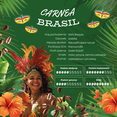 Kawa ziarnista Carnea Brazil, 100% Arabika, Średnio palona 1kg